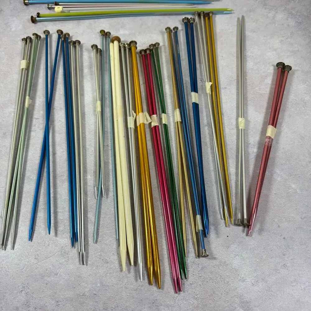 Lot of Knitting Needles Various Sizes 18 Pairs 10 Singles Bates Boye Aluminum